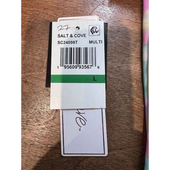 Salt & Cove Printed Lettuce Edge Short Sleeve Swim Top & Bikini Large Retro - Picture 12 of 12